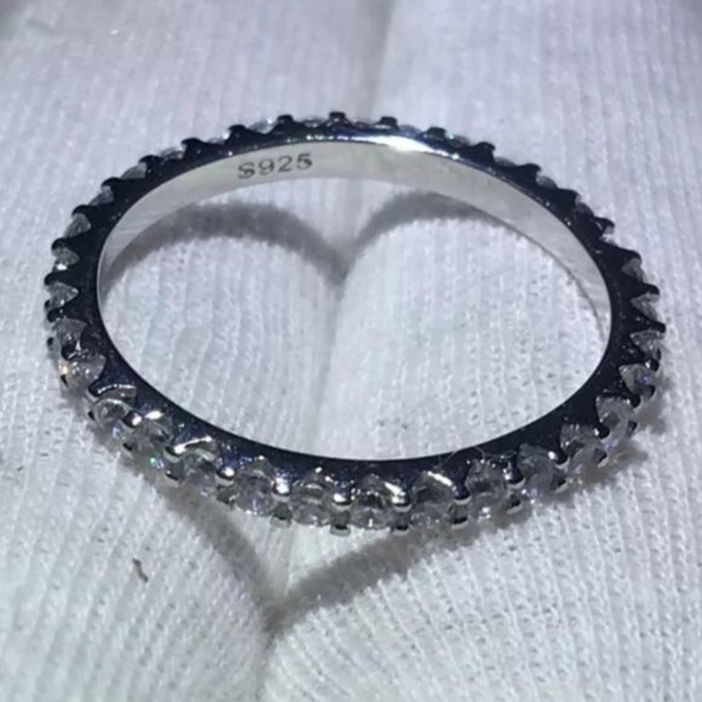 NEW 925 STERLING SILVER  FULL ETERNITY RING, CUTE RING, SHINY RING. - Picture 3 of 7